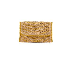 EXPRESS Bright Yellow Jute Foldover Clutch NWT